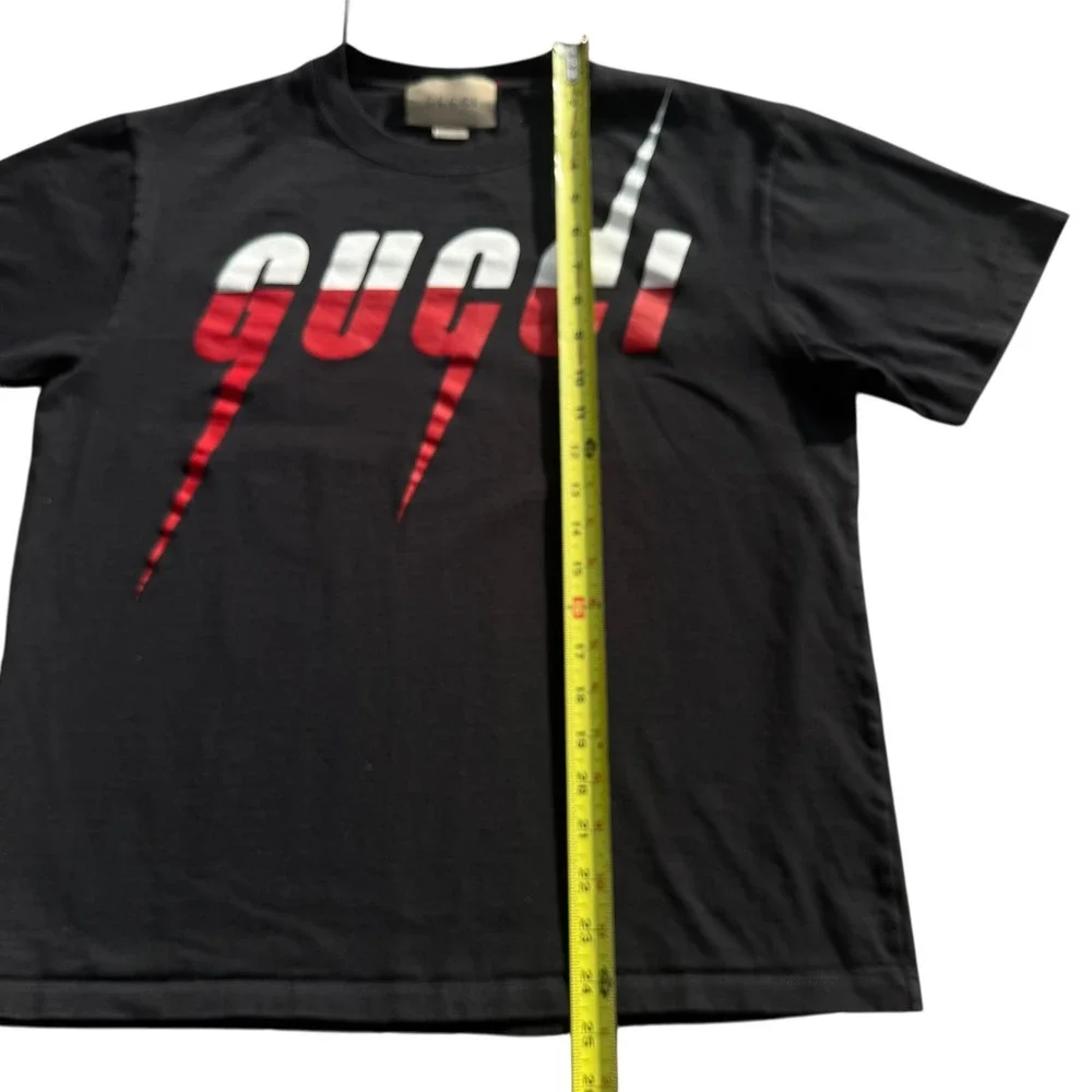 Gucci Graphic T Shirt Red White Lightning Bolt Black Made in‎ Italy XS